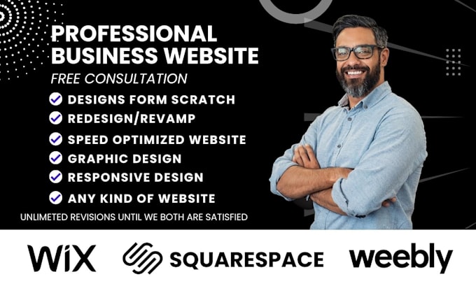 design, develop or redesign your business squarespace, wix, weebly website