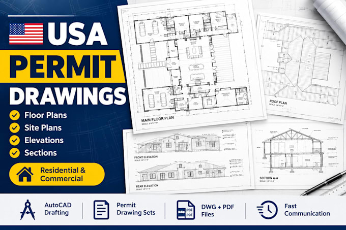 create autocad architectural permit drawings, floor plans and blueprints