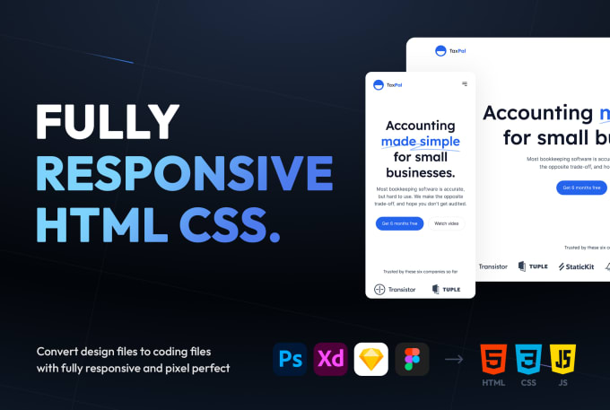 Convert psd, figma or xd to fully responsive html, css by Huykim12356 ...