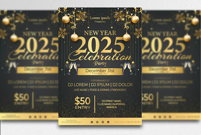 design new year party invitation flyer or any event flyer
