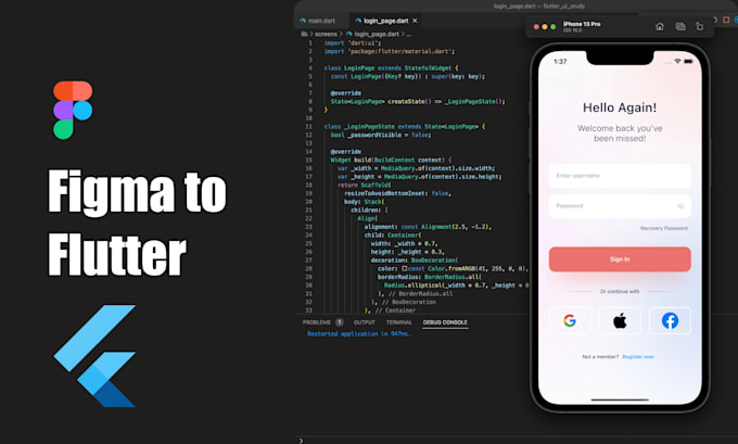 Convert design like figma to flutter app by Devjonny_ | Fiverr