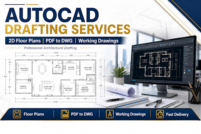 create a professional autocad floor plan and 2d architectural drawings
