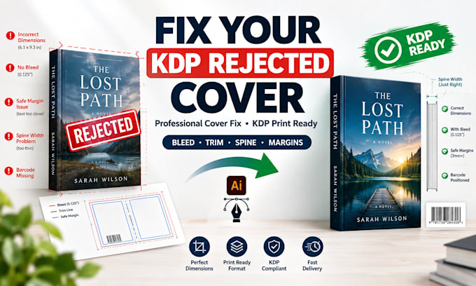 fix your rejected kdp book cover and manuscript