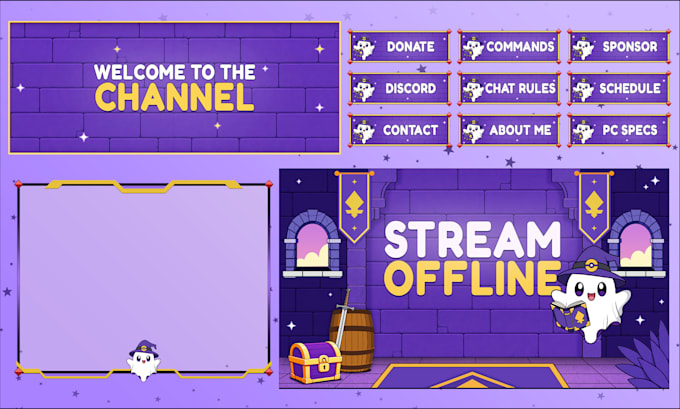 design cute animated twitch overlays and stream packages