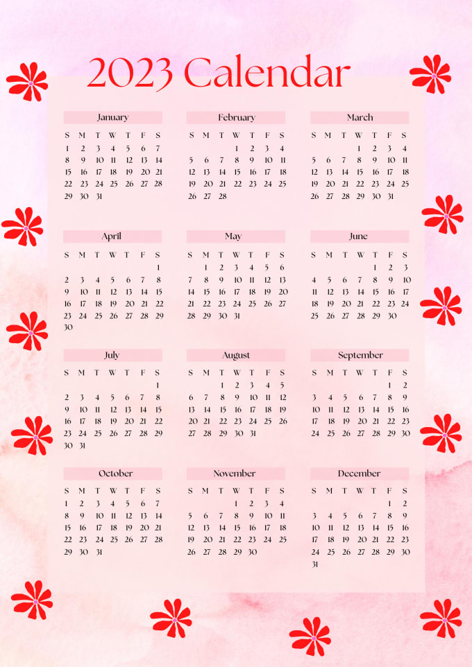 Create interesting yearly calendars by Tamezcole Fiverr