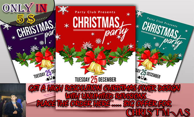 create christmas party flyer design in just 4 hours