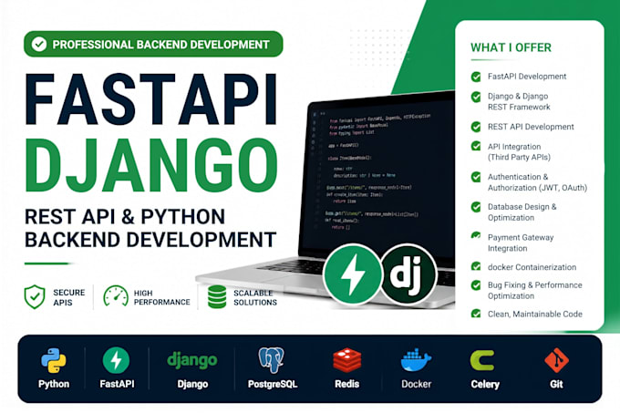 develop fastapi django rest API and python backend