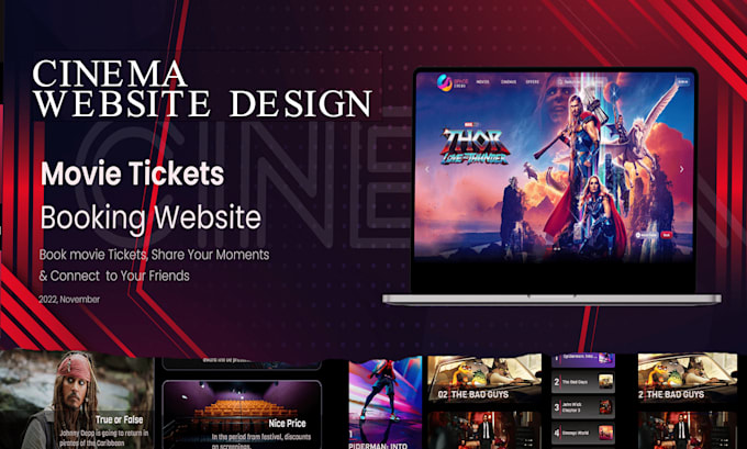 design cinema website, film house booking website with livestream on wix