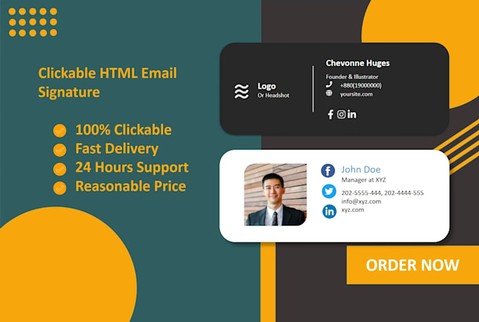Write an impressive html email signature for outlook, gmail, and ...
