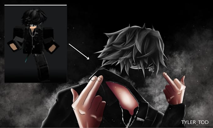 Design characters in anime style of your roblox character by Tyler_tod ...