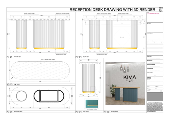 design your furniture with millwork shop drawing in autocad with 3d render