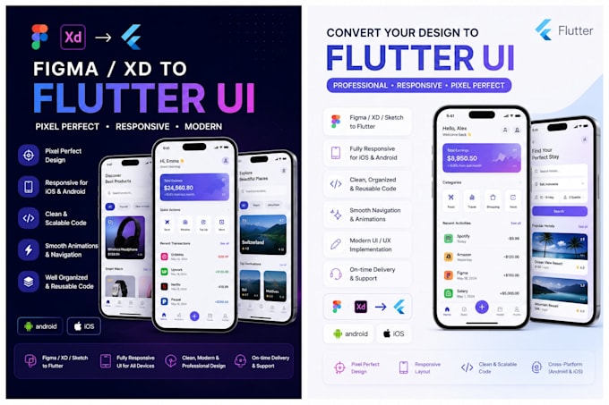 convert figma or xd design to responsive flutter UI