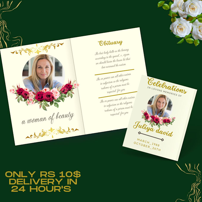 do event funeral flyer, obituary and program