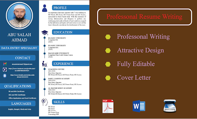 write a professional CV and resume