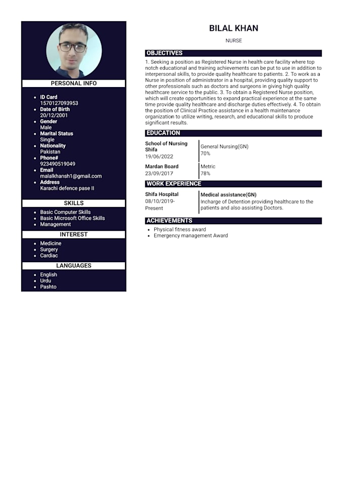 creat a professional CV for you