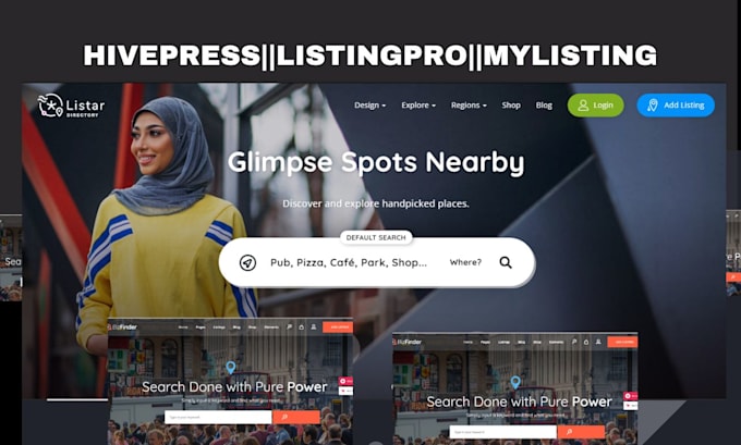 hivepress website, geodirectory, listingpro website, mylisting , directorist