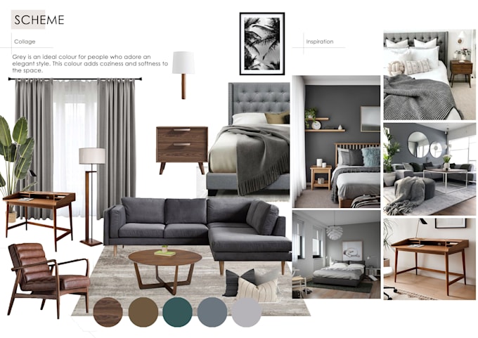create interior design with mood board and shopping list