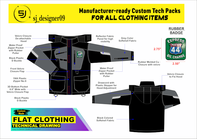 create production ready fashion clothing tech pack  flat sketch