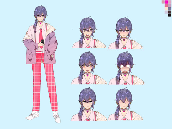 make character sheet and design vtuber model ready to rig