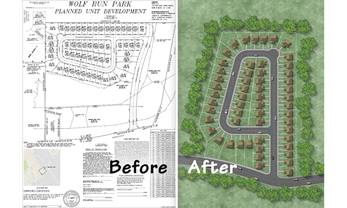 permit site plan of subdivision layout rendering in adobe photoshop