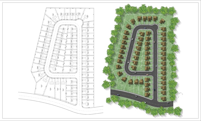 site plan, floor plan, subdivision planning with detail measurements