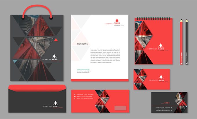 design business card, letterhead, and stationery brand identity items