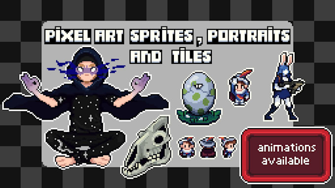 make pixel art characters, portraits and tilesets for games