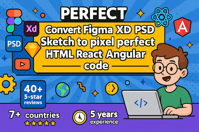 convert figma, xd, PSD, sketch to pixel perfect HTML, react, or angular