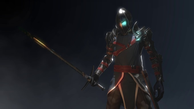 create 4k knight sword swinging logo intro
