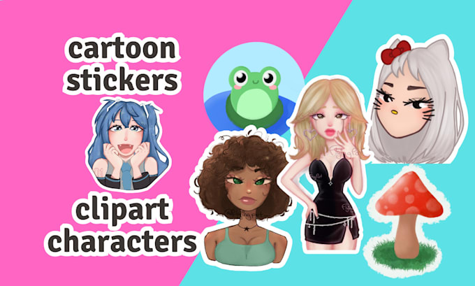 draw cartoon stickers and clipart characters, in procreate