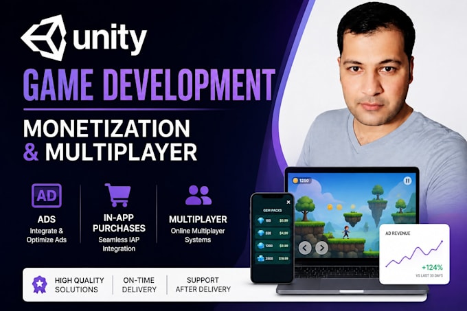 provide unity game development, monetization and multiplayer