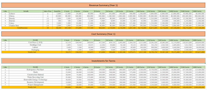 prepare financial projections and models for securing funds