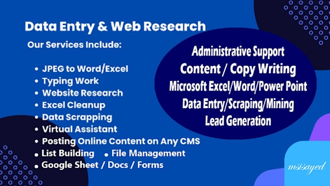 Do any type of data entry job by Msisayed_f | Fiverr