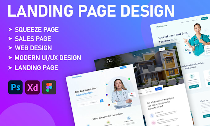 Design high converting landing promo page or squeeze page, wireframe by ...