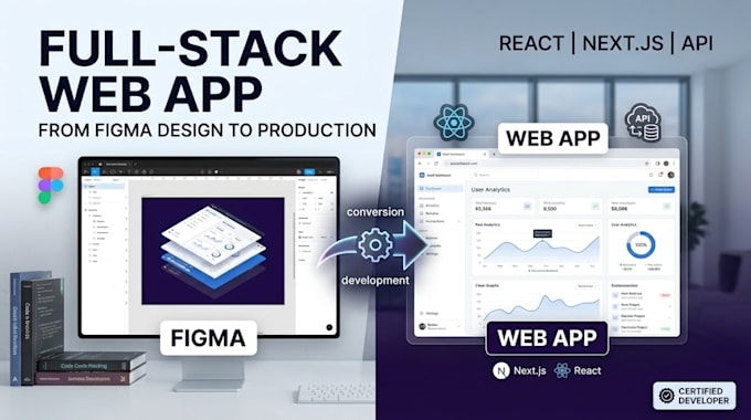 make a full stack web app from figma with react nextjs and API