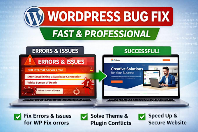 fix wordpress errors, bugs, critical issues and broken sites
