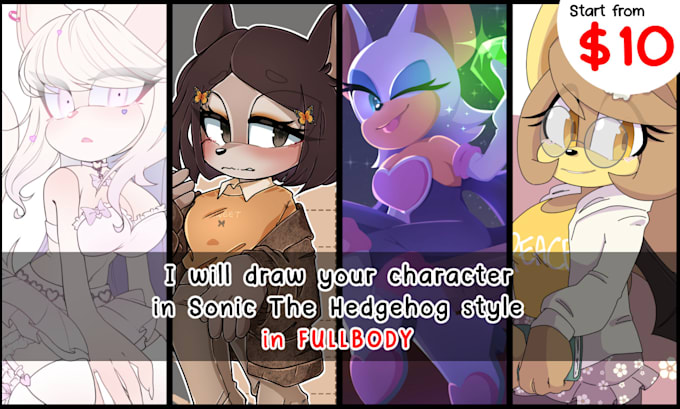 draw your character in sonic the hedgehog style in fullbody