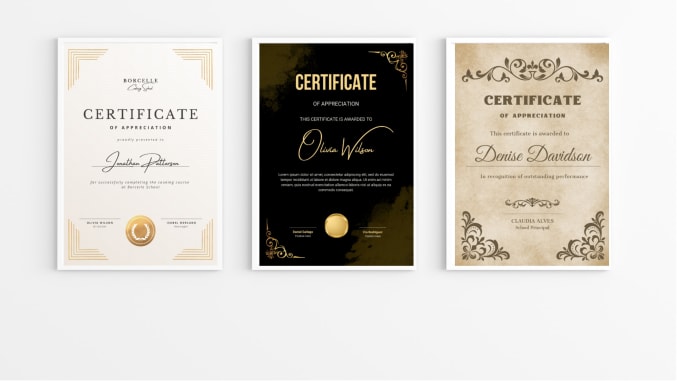 Certificate template award certificate or professional certificate