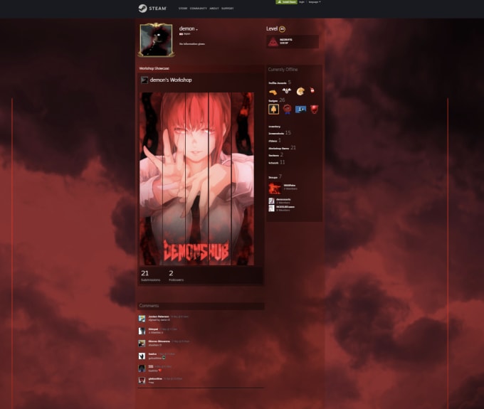 Design steam profile page by Markminulatora Fiverr