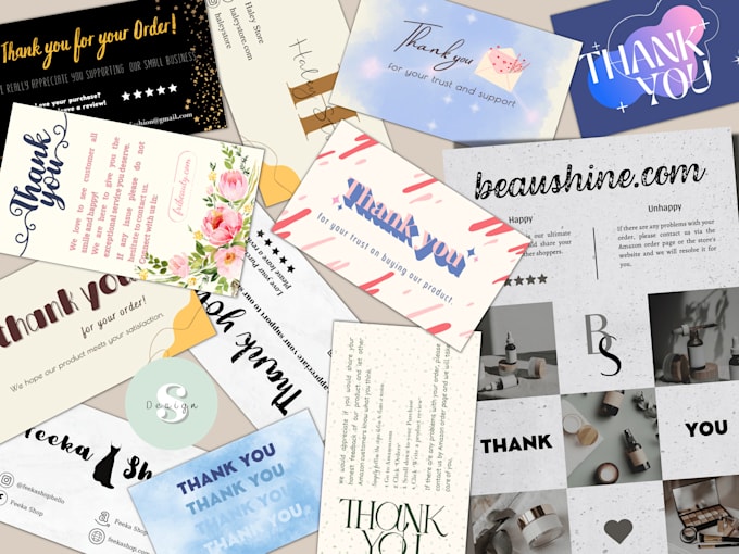 Design a professional thank you card product insert package insert by