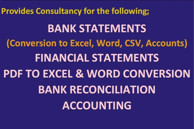 Convert Pdf Bank Statements To Excel Word Csv Format And Do Bank Reconcile By Anurangadilshan 4817