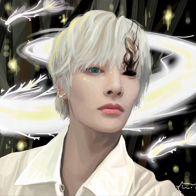 Create a digital illustration of your kpop idol as an anime character