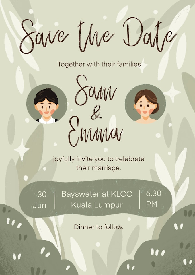 Illustrate custom digital and printable invitations by Everdesignstore ...