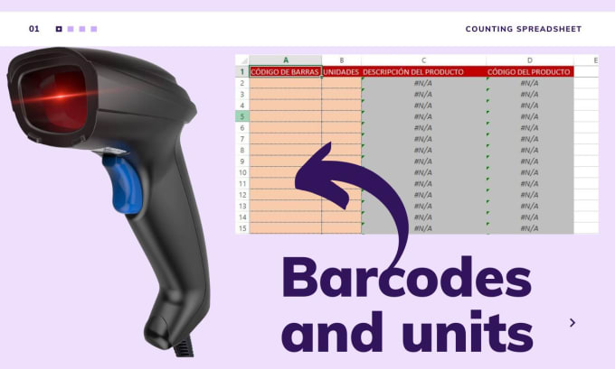 Create an inventory template with your products and barcodes list in