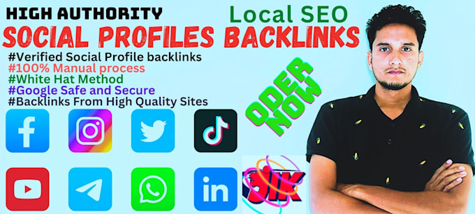 create 60 social media profiles backlinks SEO link building