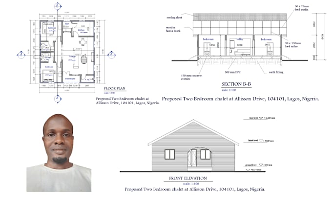 draw 2d floor plan, elevations and section in autocad