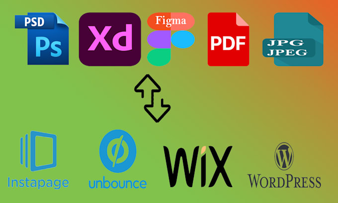 convert figma, xd, PDF, PSD to unbounce, webflow, squarespace, instapage