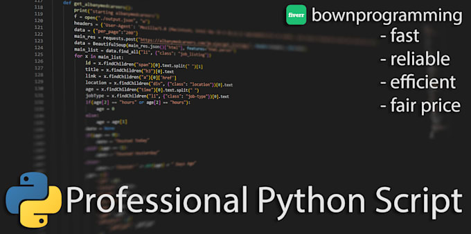 Create a professional python script by Bownprogramming | Fiverr