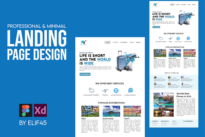 do clean professional web landing page UI UX design in figma and xd