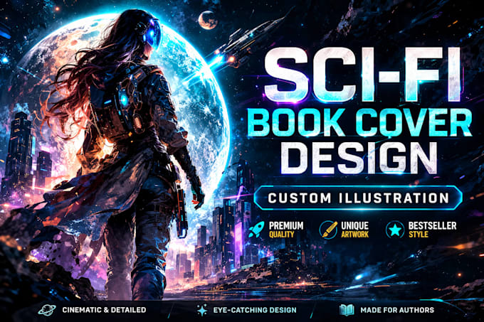 design a cinematic sci fi book cover design